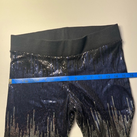 BEBE Sequin Party Leggings – Black, Navy & Silver Glam | Size M - Picture 11 of 11